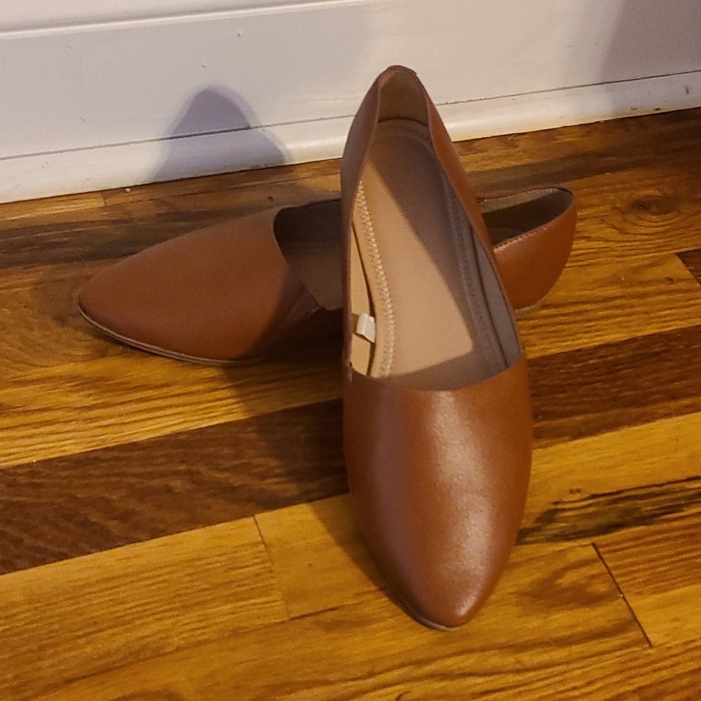 Brown Faux Leather Loafers